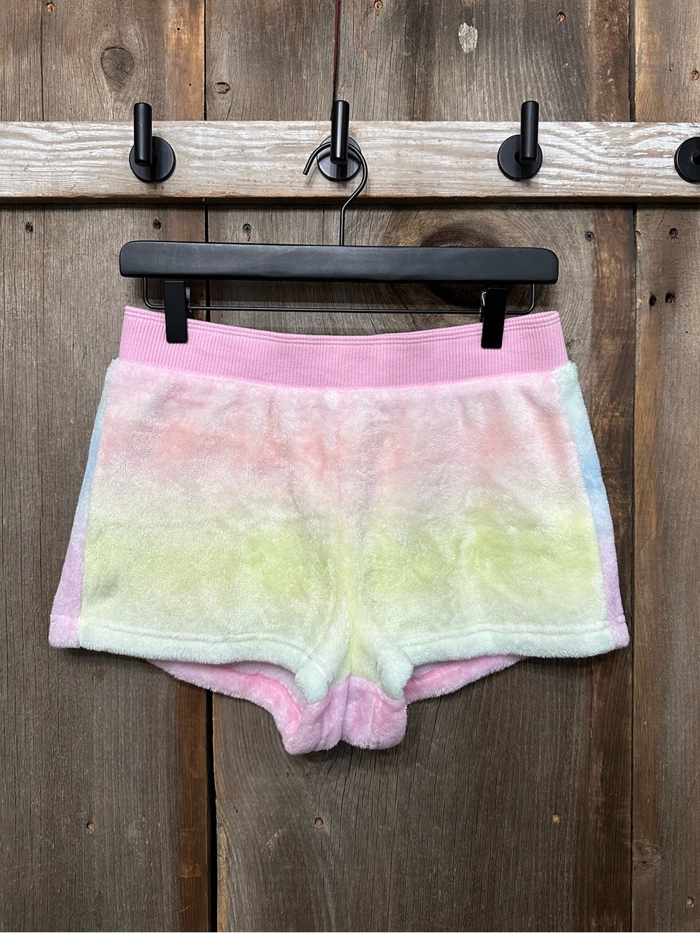 2019 PINK Victoria’s Secret Cozy Sherpa Plush Shortie Shorts Rainbow Small